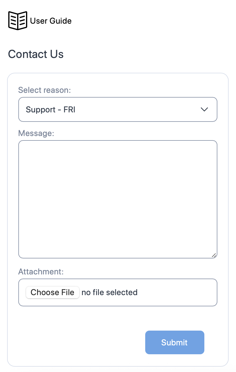 The Support screen