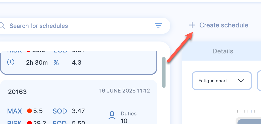 Create schedule button