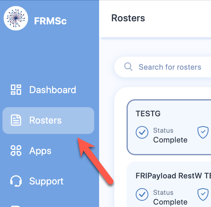 Roster App on left menu panel Roster App on left menu panel